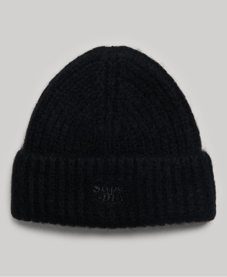 Superdry Women’s Rib Knit Beanie Hat Black - Size: 1SIZE