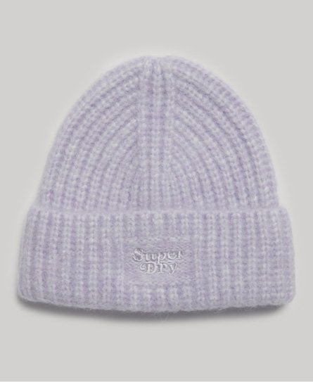 Superdry Women’s Rib Knit Beanie Hat Purple / Purple Heather - Size: 1SIZE