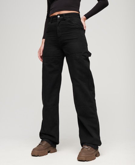 Superdry Women’s Wide Carpenter Pants Black - Size: 34/32