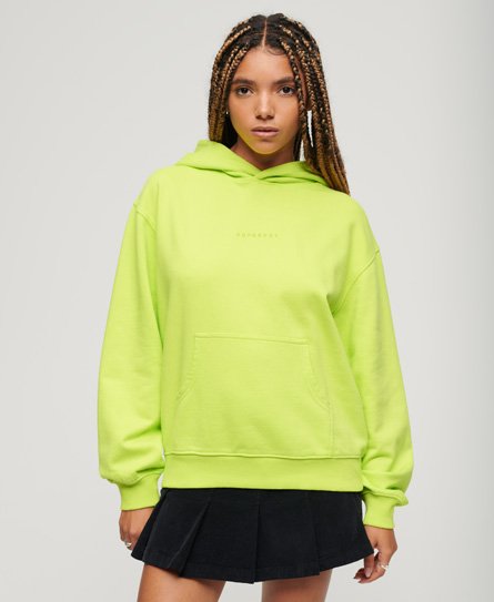 Superdry Women’s Micro Logo Embroidered Boxy Hoodie Yellow / Sunny Lime Green - Size: 8