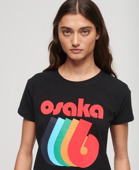 Lyhythihainen vartalonmyötäinen Osaka Graphic -T-paita
