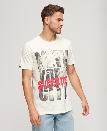 Superdry Mens Classic Photographic Skate Logo T-Shirt, White, Size: XXXL