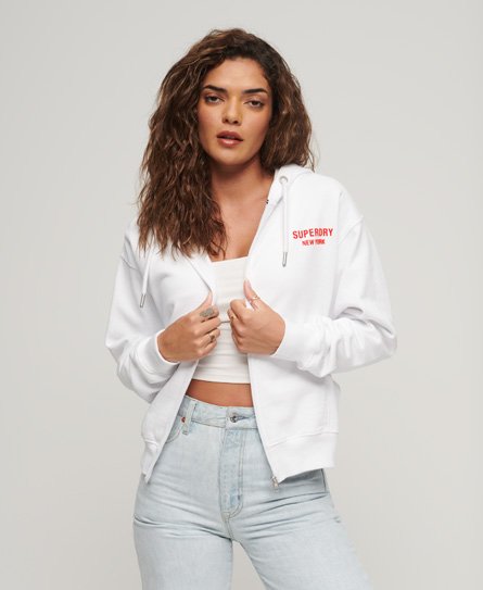 Superdry Women’s Sport Luxe Zip Hoodie White / Brilliant White - Size: 14