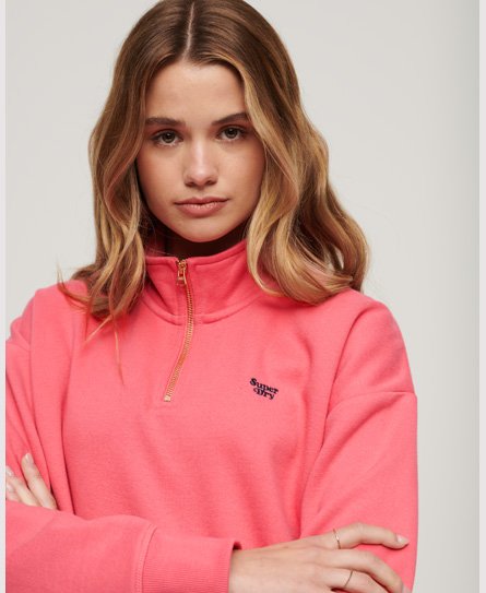 Superdry Women’s Vintage Logo Embroidered Half Zip Sweatshirt Pink / Camping Pink - Size: 16