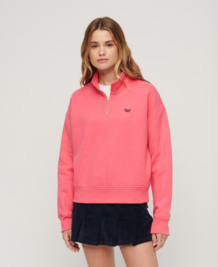 Superdry Women’s Vintage Logo Embroidered Half Zip Sweatshirt Pink / Camping Pink - Size: 10