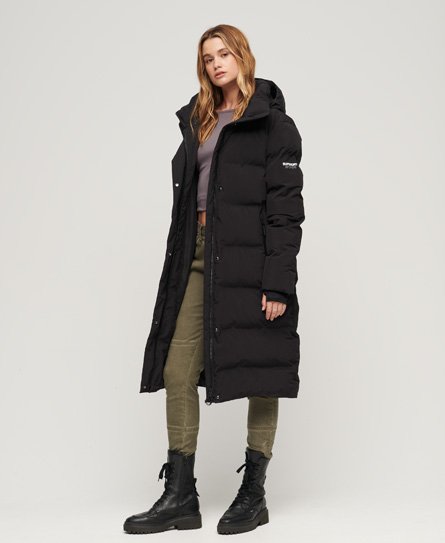 Superdry Women’s Hooded Longline Puffer Coat Black - Size: 12
