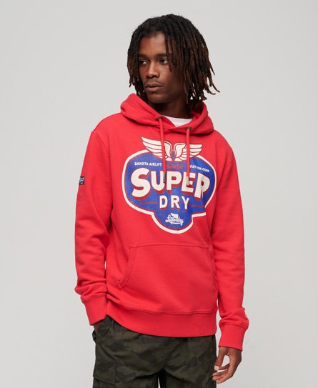 Superdry Men’s Workwear Logo Graphic Hoodie Red / Soda Pop Red - Size: S