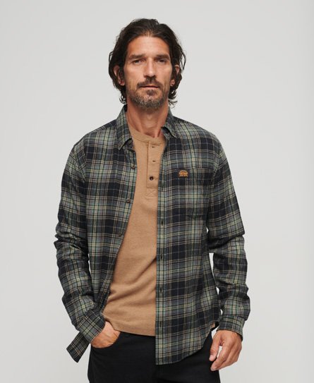 Superdry Mens Organic Cotton Lumberjack Check Shirt, Black and Grey, Size: XXL