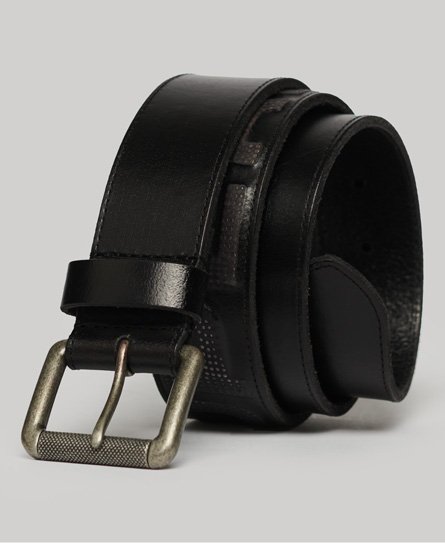 Superdry Men’s Vintage Branded Belt Black / Black/ Silver - Size: S