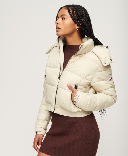 Superdry Women’s Crop Hooded Fuji Jacket Beige / Pelican Beige - Size: 10