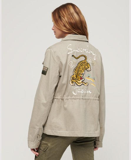 Superdry Women’s Embroidered M65 Military Jacket Khaki / Vintage Khaki - Size: 6