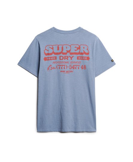 Men\'s Workwear Scripted US | Tidal T-Shirt Blue Slub Graphic in Superdry