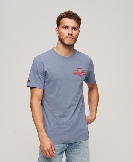 Superdry Men’s Workwear Scripted Graphic T-Shirt Blue / Tidal Blue Slub - Size: S