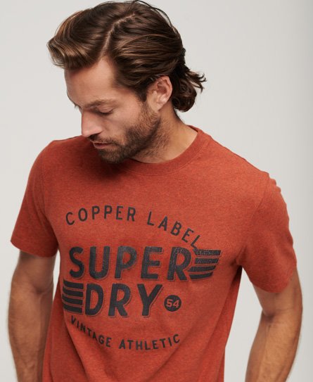 Superdry Men’s Mens Classic Copper Label Workwear T-Shirt, Orange, Size: L