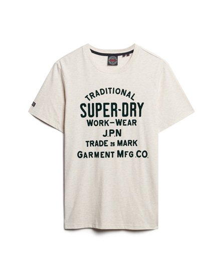 Men\'s Athletic Script Graphic T-Shirt in Oat Cream Marl | Superdry US