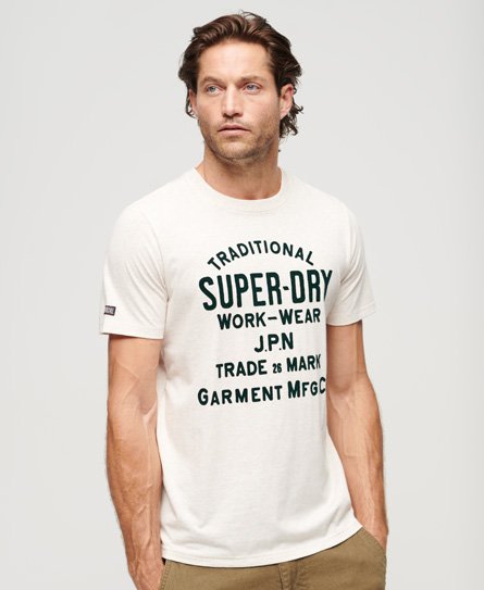 Superdry Men’s Athletic Script Graphic T-Shirt Cream / Oat Cream Marl - Size: XL