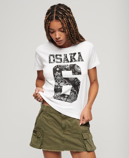 Superdry Women’s Osaka 6 Bandana 90s T-Shirt White / Optic - Size: 8