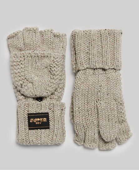 Superdry Women’s Cable Knit Gloves Beige / Oaty Beige Fleck - Size: 1SIZE