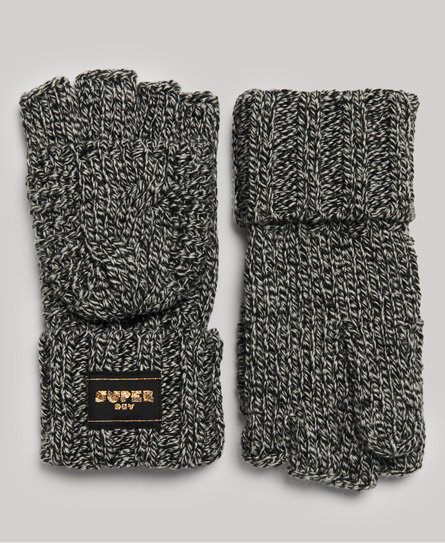 Superdry Women’s Cable Knit Gloves Black / Black Fleck - Size: 1SIZE
