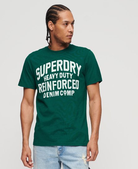 Superdry Men's Athletic Script Graphic T-Shirt Green / Storm Green