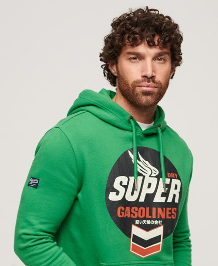 Superdry Herren Grün, Weiß und Schwarz Workwear Hoodie mit Logografikdruck, Größe: S