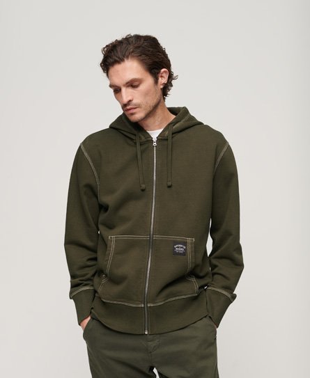 Contrast Stitch Relaxed Zip Hoodie