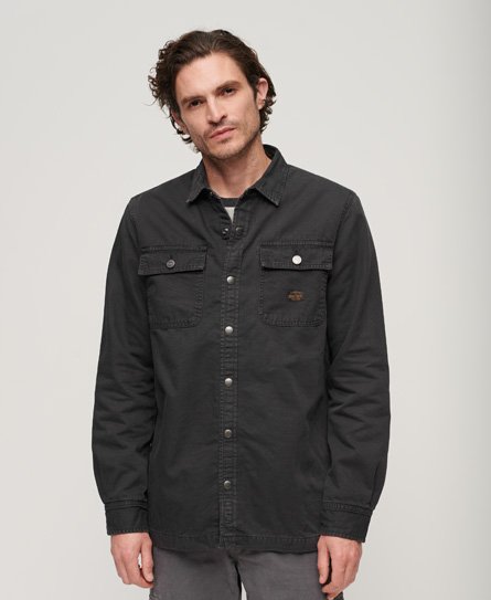 Superdry Men’s Organic Cotton Canvas Workwear Overshirt Black - Size: S