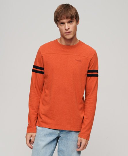 Superdry Men’s Essential Logo Varsity Long Sleeve Top Orange / Americana Orange Marl/black - Size: Xxl