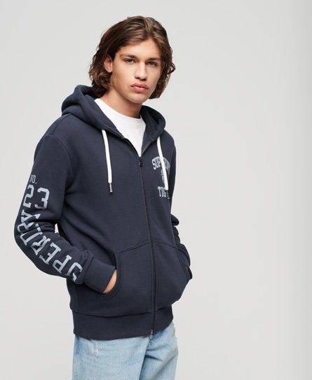 Athletic College hoodie met grafische print en rits