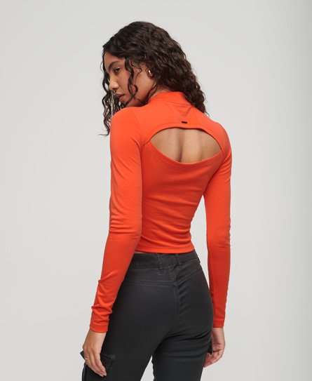 Superdry Women’s Long Sleeve Open Back Top Orange / Grenadine Orange - Size: 10