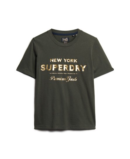 Luxe | Black Superdry Vintage - T-Shirt Metallic Logo in UK Womens
