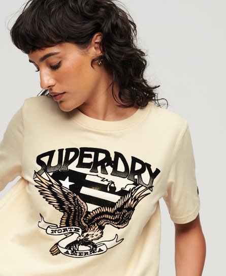 Superdry Women’s 70s Lo-Fi Graphic Band T-Shirt Beige / Oatmeal White - Size: 8