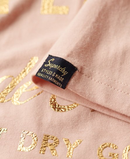 Womens - Luxe Metallic Logo T-Shirt in Vintage Blush Pink | Superdry UK