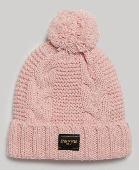Superdry Women’s Cable Knit Beanie Hat Pink / Pink Fleck - Size: 1SIZE