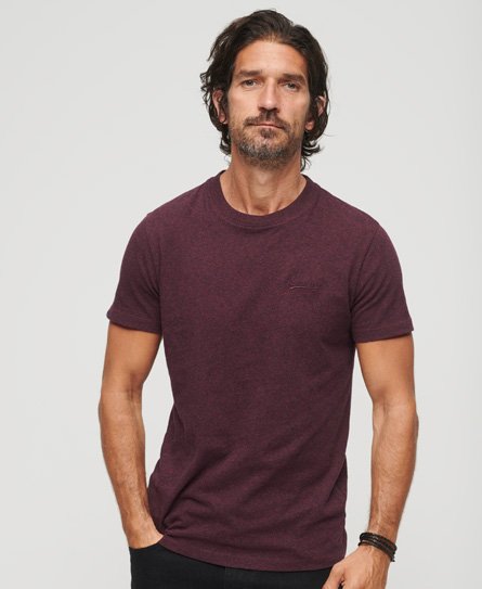 Men’s Organic Cotton Essential Logo T-Shirt Red / Deepest Burgundy Grit - Size: S -Superdry