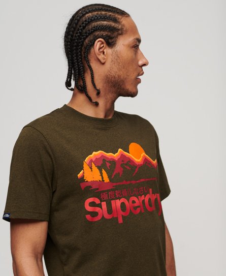 Superdry Men’s Core Logo Great Outdoors T-Shirt Green / Khaki Grit - Size: Xxl
