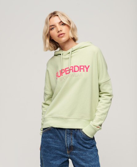 Superdry Women’s Sportswear Logo Boxy Hoodie Green / Tender Greens - Size: 12
