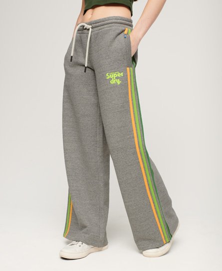 Superdry Women’s Side Stripe Wide Leg Joggers Grey / Vintage Grey Fleck Marl - Size: 16