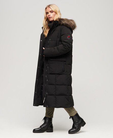 Superdry Women’s Everest Longline Puffer Coat Black / Jet Black - Size: 10