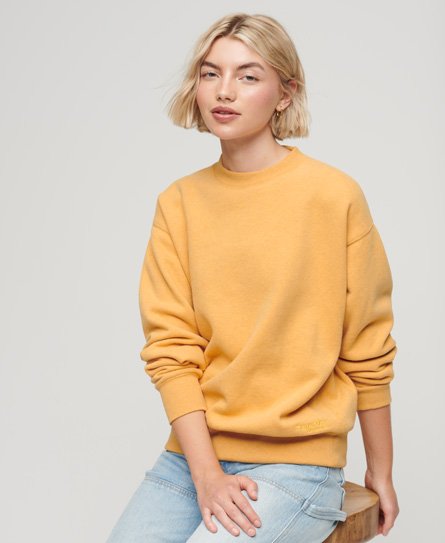 Superdry Women’s Essential Logo Relaxed Fit Sweatshirt Yellow / Ochre Yellow Marl - Size: 14