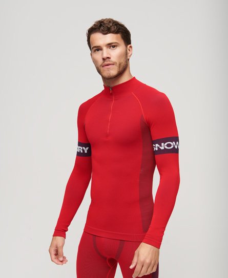Superdry Men’s Sport Seamless 1/4 Zip Baselayer Top Red / Hike Red - Size: L