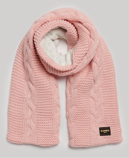 Superdry Women’s Cable Knit Scarf Pink / Pink Fleck - Size: 1SIZE