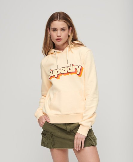 Superdry Women’s 70s Classic Logo Hoodie White / Ivory - Size: 12