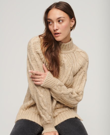 High Neck Cable Knit Jumper