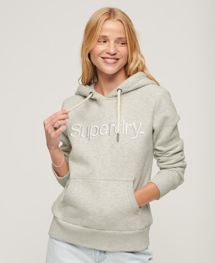 Superdry Women’s Tonal Embroidered Logo Hoodie Light Grey / Glacier Grey Marl - Size: 8