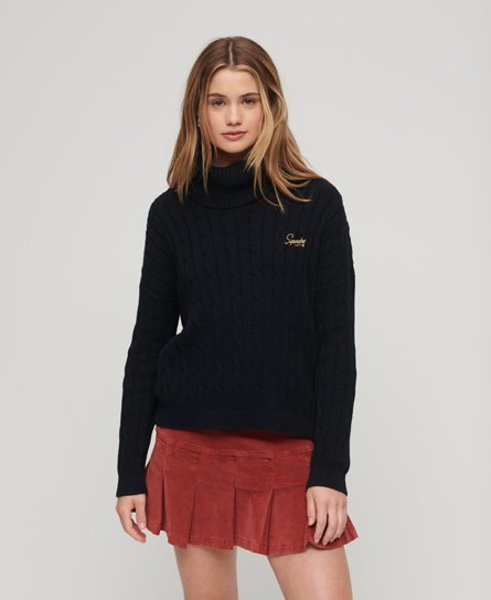 Cable Roll Neck Knitted Jumper