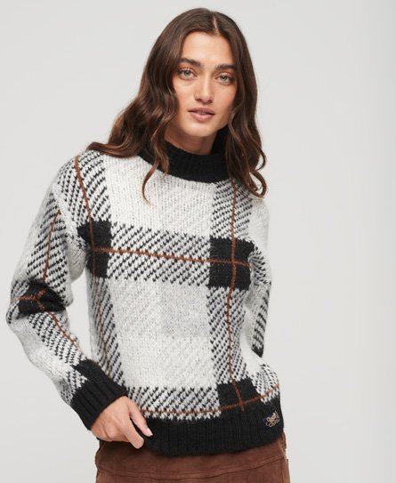 Dzianinowy sweter ze wzorem o kwadratowym kroju