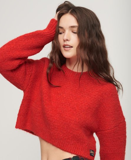 Teksturowany sweter z dzianiny Vintage o krótkim kroju