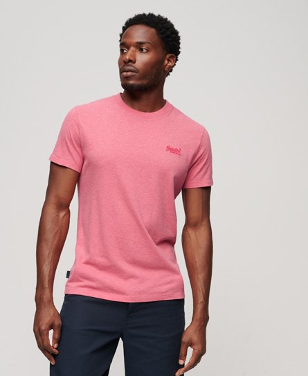 Superdry Men’s Organic Cotton Essential Logo T-Shirt Pink / Punch Pink Marl - Size: XS