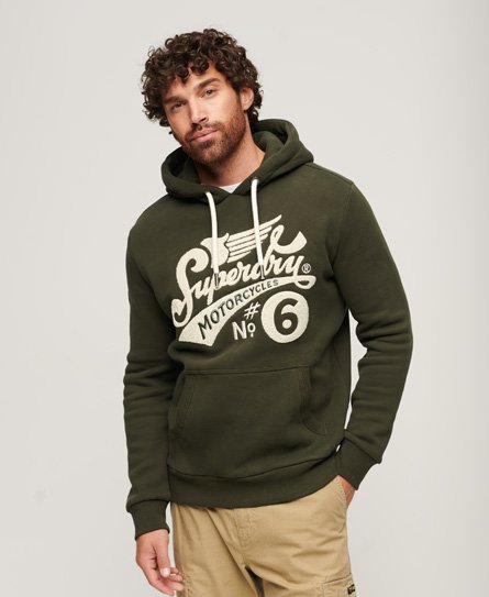 Superdry Men’s Worker Scripted Embroidered Graphic Hoodie Green / Dark Grey Green - Size: S